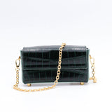 Leather Shoulder Bag - GUMI - Emerald Crocodile