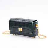 Leather Shoulder Bag - GUMI - Emerald Crocodile