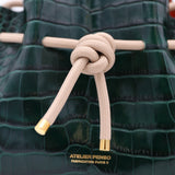 Mini Leather Bucket Bag - MINI BUCKET - Almond & Harlequin