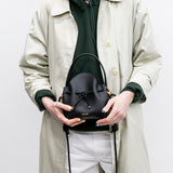 Mini Leather Bucket Bag - MINI BUCKET - Black