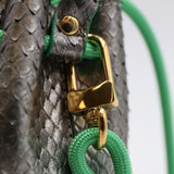 Mini Sac Seau Cuir - MINI BUCKET - Python Green Hornet
