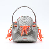 Mini Sac Seau Cuir - MINI BUCKET - Python Silver Magma