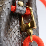 Mini Sac Seau Cuir - MINI BUCKET - Python Silver Magma